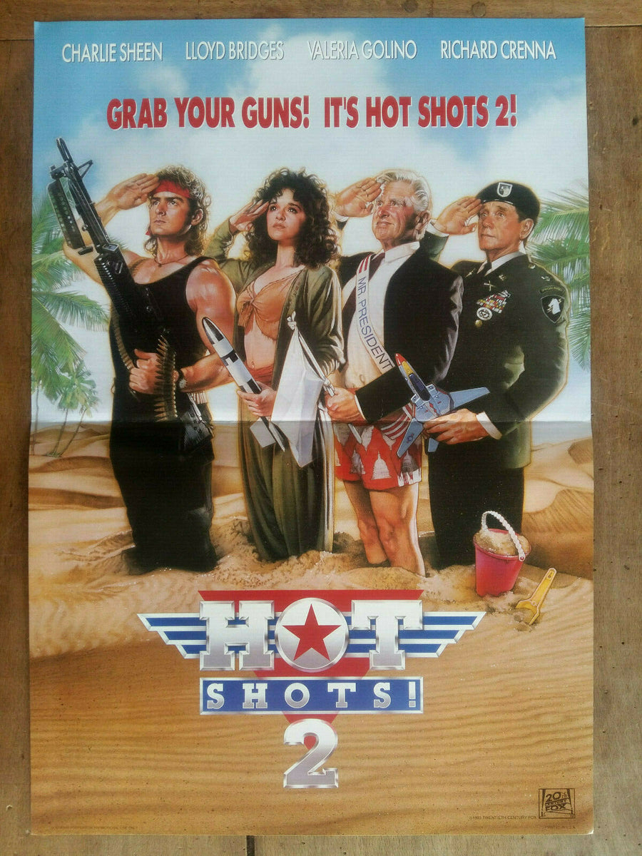 HOT SHOTS poster! 2 Charlie SHEEN Lloyd BRIDGES Valeria GOLINO 34x50cm ...